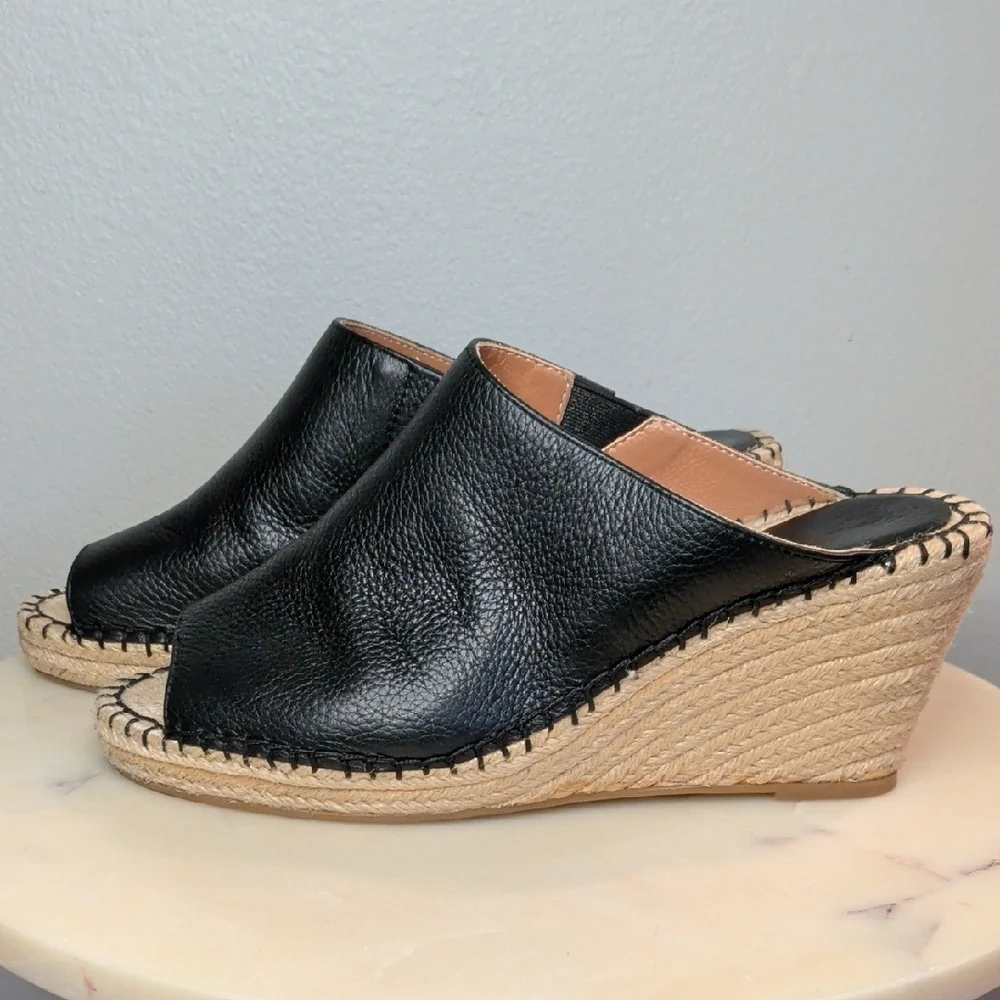 Leather Mules - Espadrille Wedge Slide - BCBGeneration 